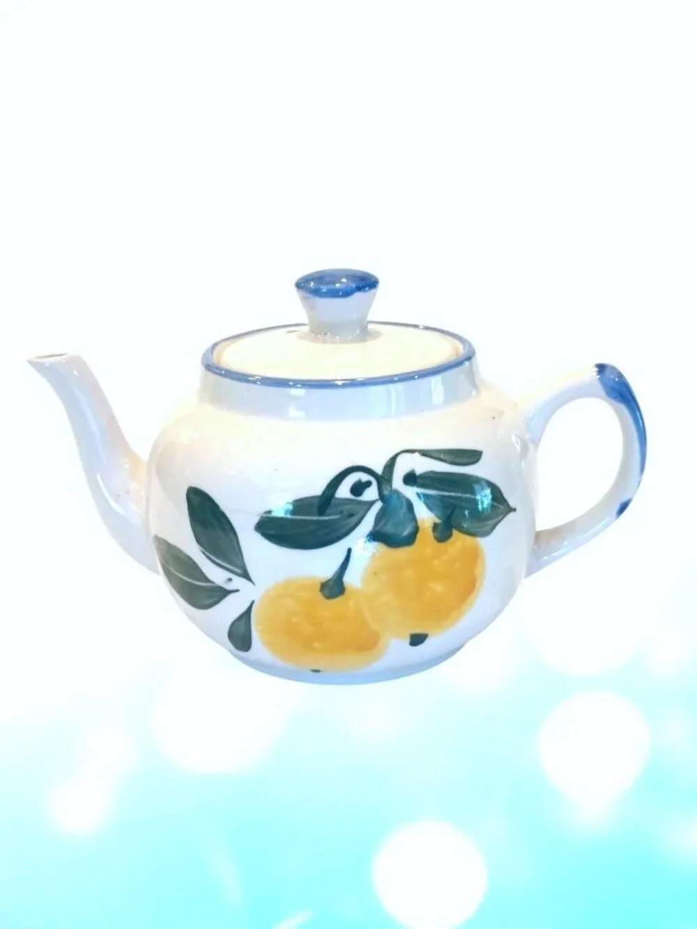 Vintage Teapot White Ceramic W Lemons Single Service 1997 Poole Pottery Design